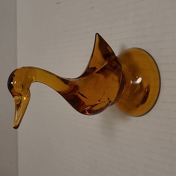Vintage Amber Art Glass Duck - Picture 2 of 16